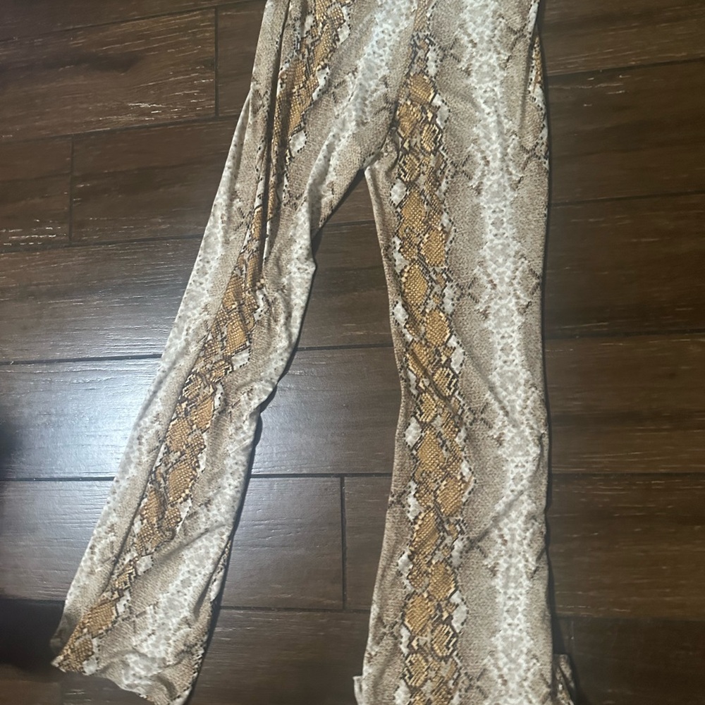 Snake Print Wide Leg Pants